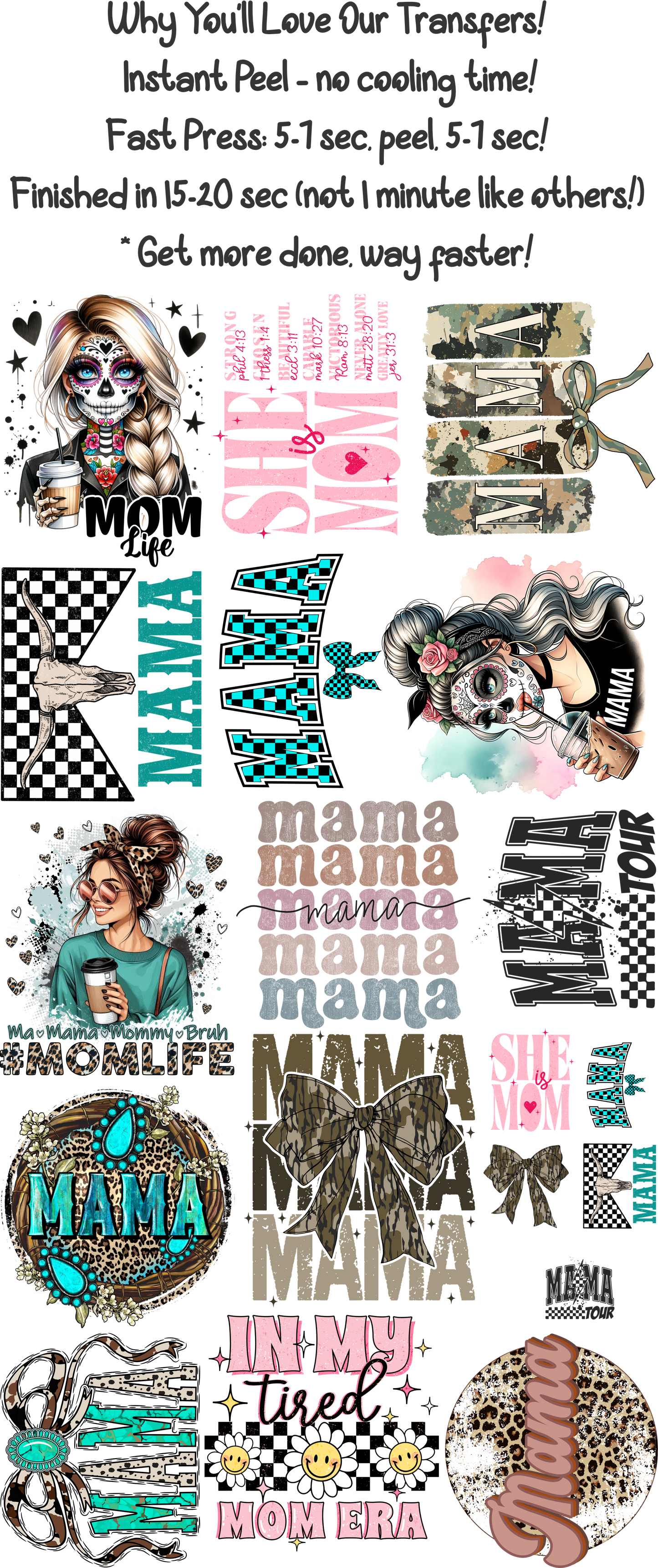 Mom 1 - 30"x60" Gang Sheet – Instant Peel, Fast Press! (Mom 1)