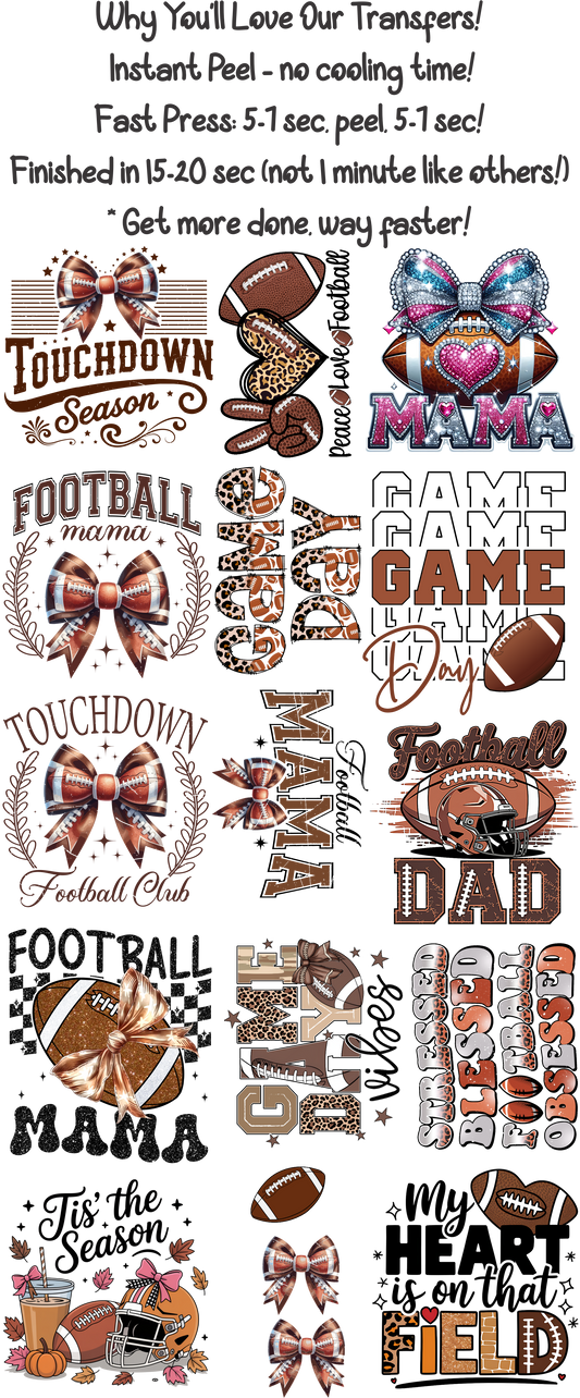 Football 1 30"x60" Gang Sheet – Instant Peel, Fast Press! (Football 1)