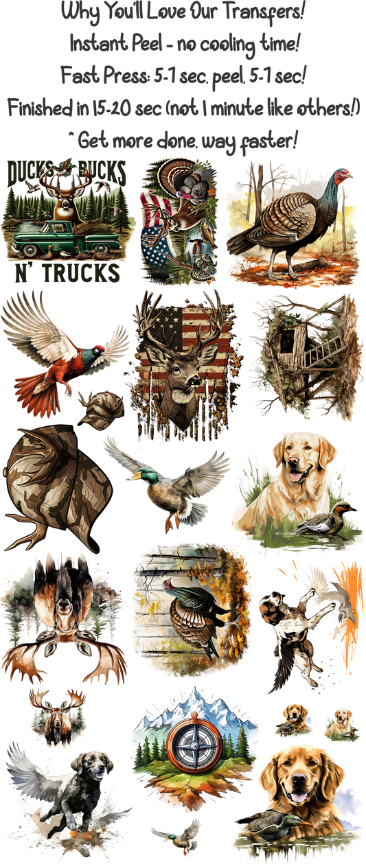 Hunting 1 -  30"x60" Gang Sheet – Instant Peel, Fast Press! (Hunting 1)