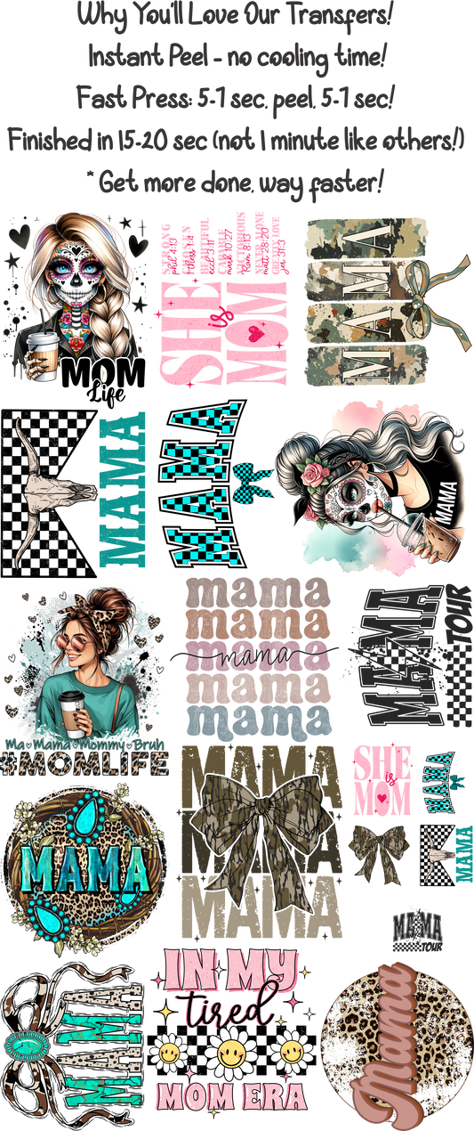 Mom 1 - 30"x60" Gang Sheet – Instant Peel, Fast Press!  (Mom 1)