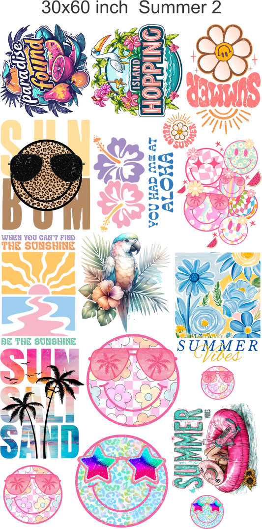 Summer 2 - 30"x60" Gang Sheet – Instant Peel, Fast Press!  (Summer 2)