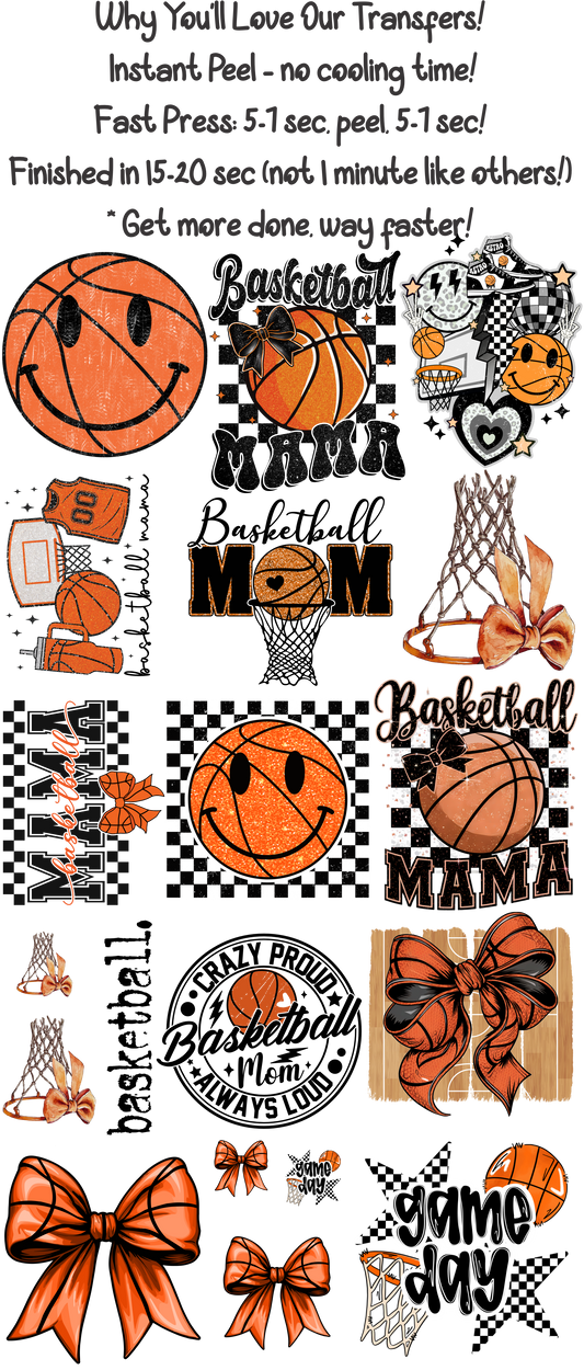 Basketball 1 - 30"x60" Gang Sheet – Instant Peel, Fast Press!  (Basketball 1)
