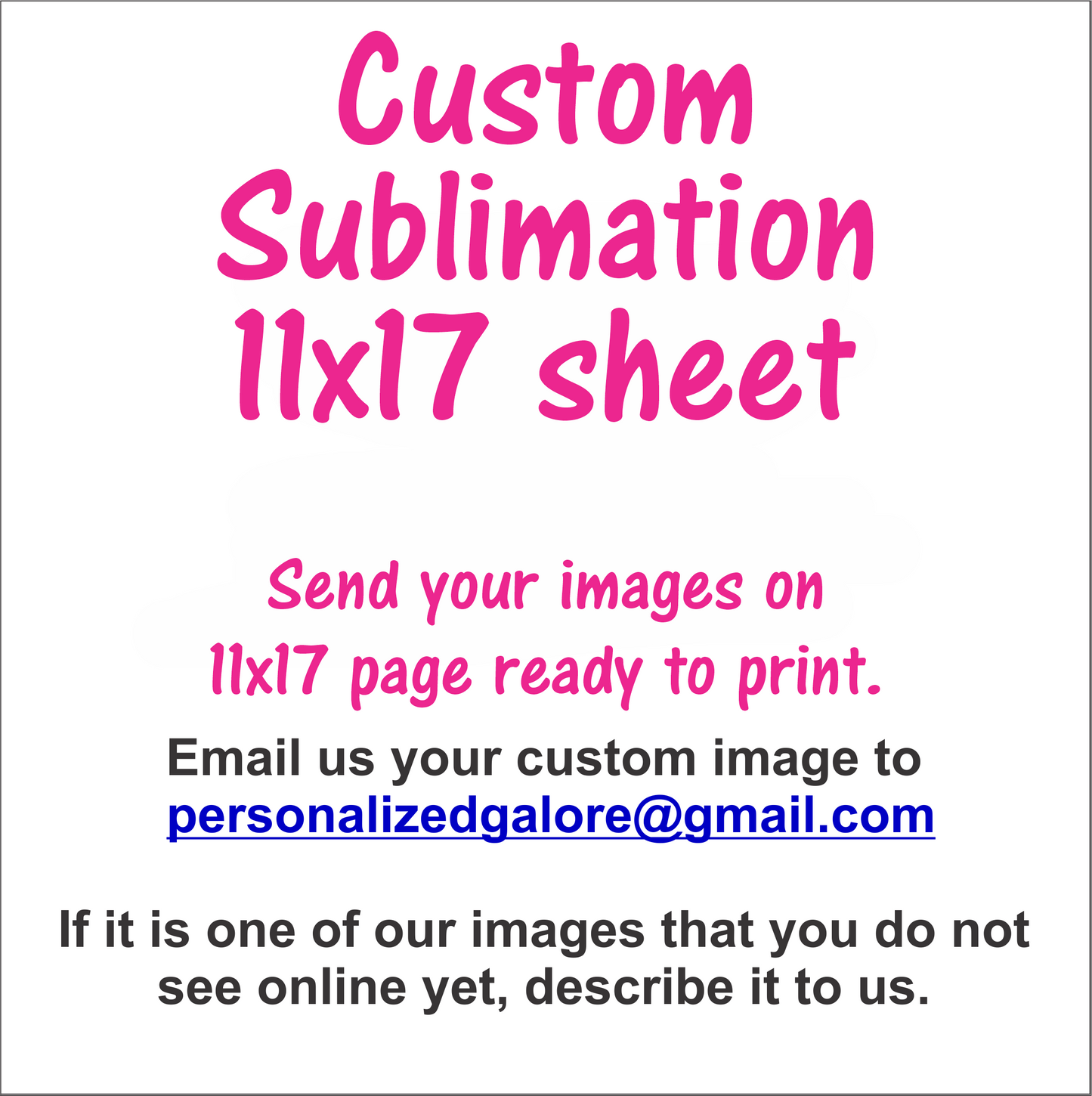 Single sublimation print - 11x17 page